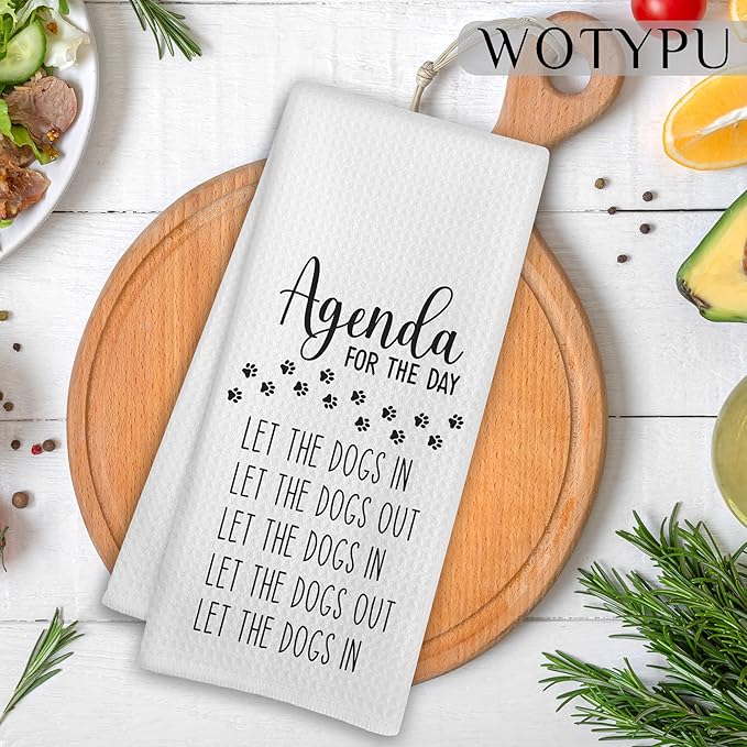 Funny Dog G Kitchen Towels, Dogs Lovers Gifts Dish Tea Towel for Kitchen Decor, Agenda for The Day Humorous Hand Towels for Bathroom Decor, Dog Bathroom Decor, 16x24 Inch