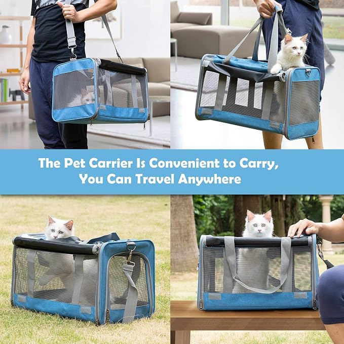 GAPZER Pet Carrier for Large and Medium Cat, Soft-Sided Pet Crate for Puppy | Dog Collapsible Travel Kennel Bag Privacy Protection, Big Kitty 20 pounds Carrying Cage Portable Home Outdoor Taxi Carseat