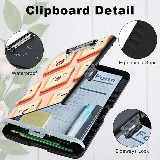 A4 Clipboard with Storage Pen Holder, Clipboards Organizer Nursing Clipboard Foldable File Folder Plastic Clipboard Folio Clip Board for Office Work Classroom Doctor, Pink Sandwich