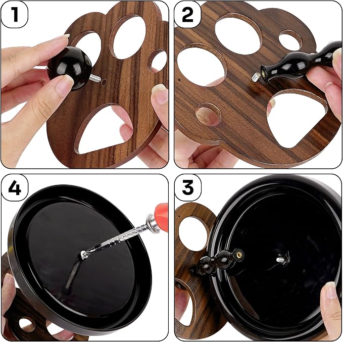 Wooden Cat Paw Toothbrush Holder - 5-Slot DIY Electric Toothbrush Stand & Makeup Brush Organizer - Walnut Finish Decorative Vanity Caddy (Brown)