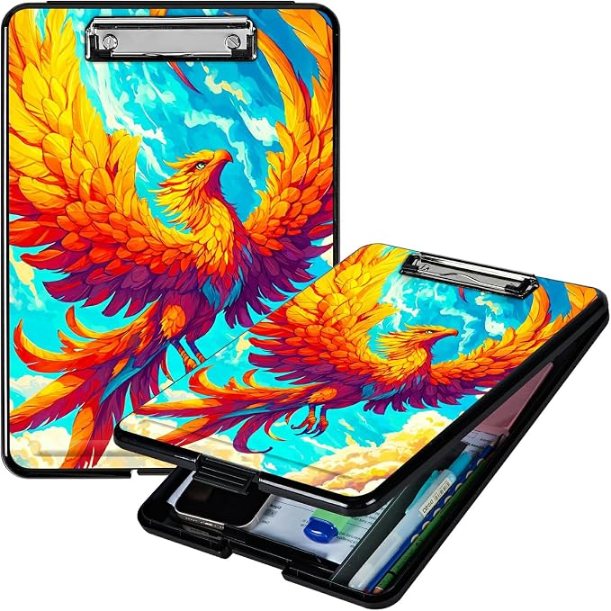 Flamingo Sky A4 Clipboard with Storage Pen Holder, Clipboards Organizer Nursing Clipboard Foldable File Folder Plastic Clipboard Folio Clip Board for Office Students Classroom Doctor