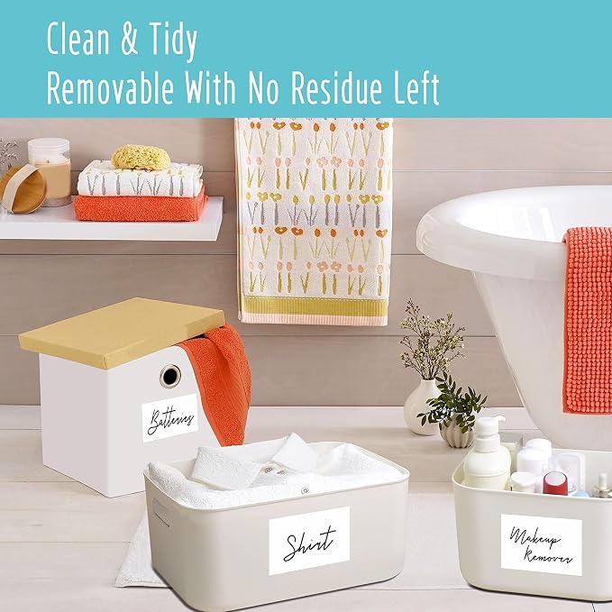 80 Large Size Removable Customizable Blank Labels, Water/Oil/Tear Resistant, No Residue for Home Organization Projects, Bins, Kitchen Storage Containers, Desk Items(6”x 4”)