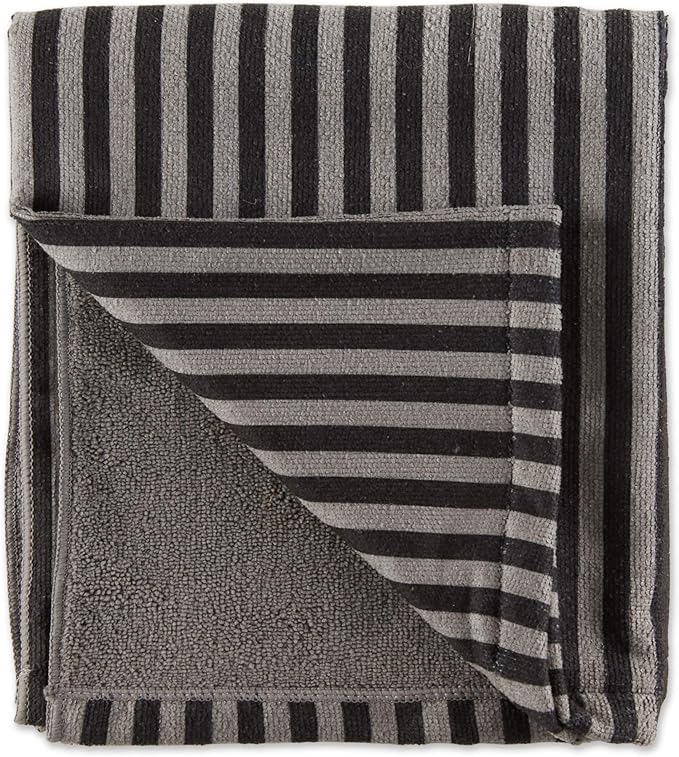 Bone Dry Pet Grooming Towel Collection Absorbent Microfiber X-Large, 41x23.5", Striped Black
