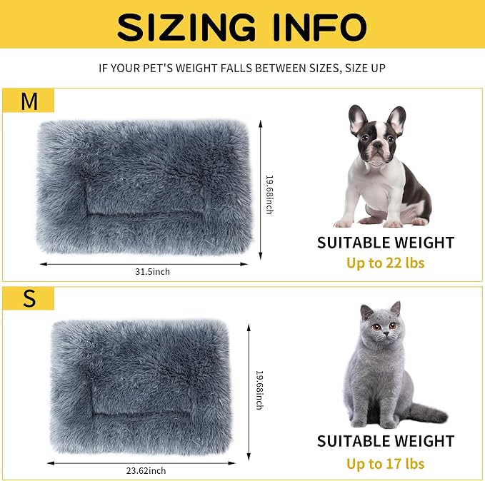 Fluffy Cat Bed Mat 19.6"x31.4" Furry Small Dog Cats Cushions for Indoor | Grey Faux Fur Fuzzy Puppy Pads for Pet Sleep