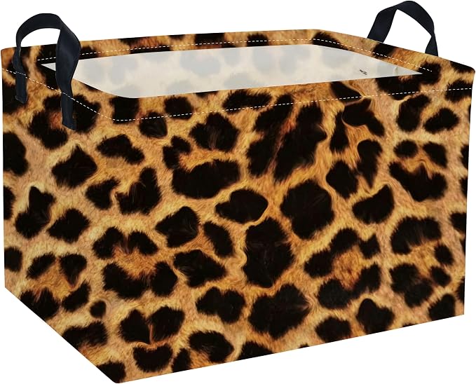 Rectangle Kids Baskets Leopard print Basket Cute Storage Bin Fish Box for Room Decor Gift Basket(Leopard print)