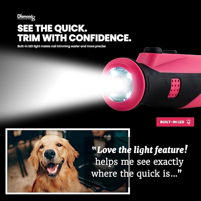 Diamondg Cordless Dog Nail Grinder with Quiet Sound & LED Tip for Large & Small Dogs, 4hrs. Runtime - Electric Dog Nail Trimmer, Heavy Duty Rotary Tool Alternative to Toenail Clippers & Filers