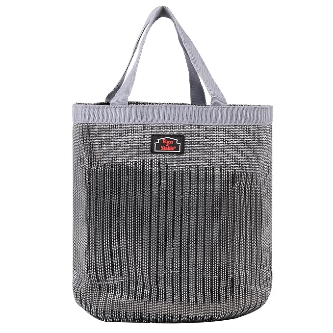 BARN & STABLE Breathable & Waterproof Mesh Horse Grooming Bag with 8 Pockets Tear-Resistant Grooming Tote for Horse Grooming Caddy Bag Organizer to Secure Items(Silver)