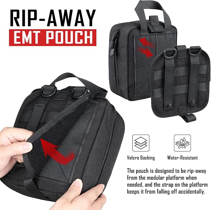 LIVANS 1000D First Aid Bag Empty, Medical Ifak Pouch for Emergency & EMT | Molle Compatible, Rip-Away & Quick-Release Design, Versatile for Tactical, Camping, Hiking and Travel