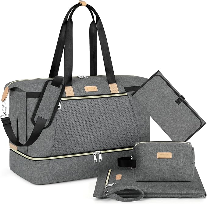 Diaper Bag Tote for Baby 7PCS, Large Mommy Bag with Portable Changing Pad | Multifunctional Hospital Bags for Labor and Delivery with Pacifier Case and Organizer Pouches,Travel Baby Bag for Boy Girl
