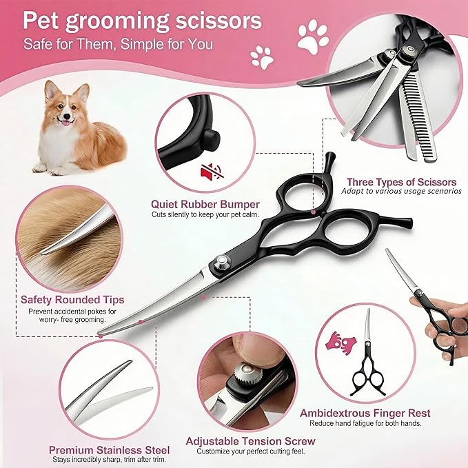 19PCS Dog Bath Kit & Dog Brush Kit - Professional Pet Grooming Tools Set for Dogs & Cats, Includes Shedding Brush, Bath Scrubber & Dematting Combs - Complete Dog Washing Essentials Pink