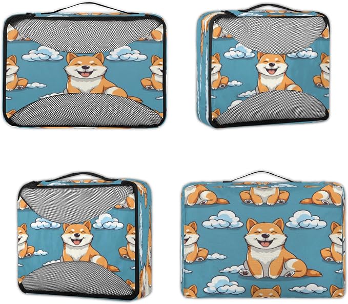 Packing Cubes for Travel, Cute Corgis Dogs Travel Luggage Packing Organizers for Women Men, Large Custom Toiletries Bag for Cosmetics Toiletries, Corgis Dogs