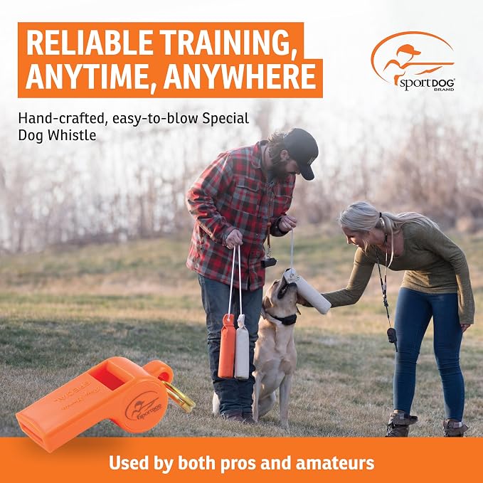 SportDOG Roy Gonia Special Whistle - Orange with Pea | Dog Training Whistle, Pea Design, Low Pitch Trill Carries farther