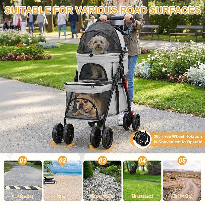 Kittens Puppies Travel Strolling Cart for Small Cats Puppy Kitty Stroller