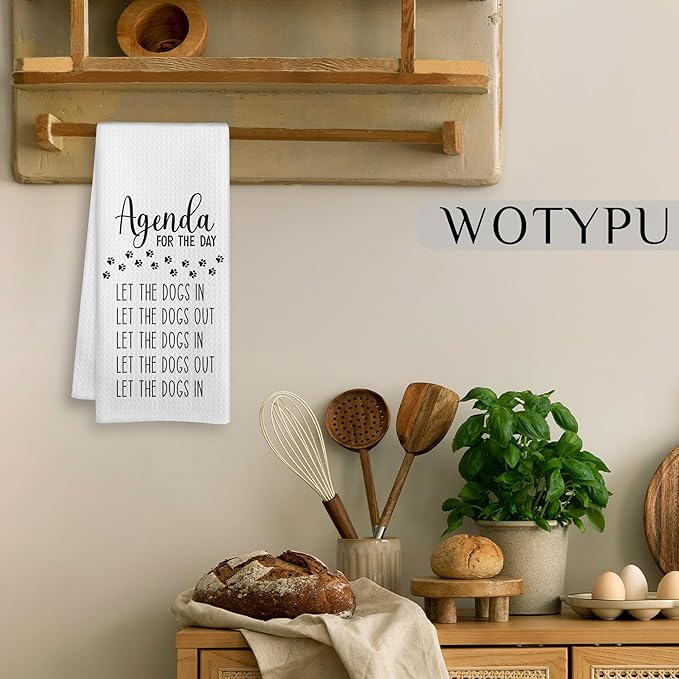 Funny Dog G Kitchen Towels, Dogs Lovers Gifts Dish Tea Towel for Kitchen Decor, Agenda for The Day Humorous Hand Towels for Bathroom Decor, Dog Bathroom Decor, 16x24 Inch