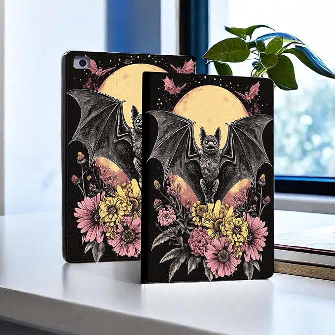 for Microsoft Surface Go 4/3/2/1-10.5" 2021 Tablet Case,Auto Wake/Sleep,Adjustable Stand Protective Cover - Bat Moon