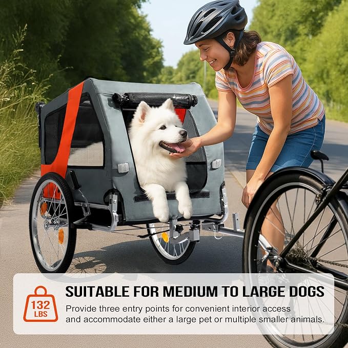 Ktaxon 2-in-1 Pet Bike Trailer, Heavy Duty 132lbs Load Capacity Foldable