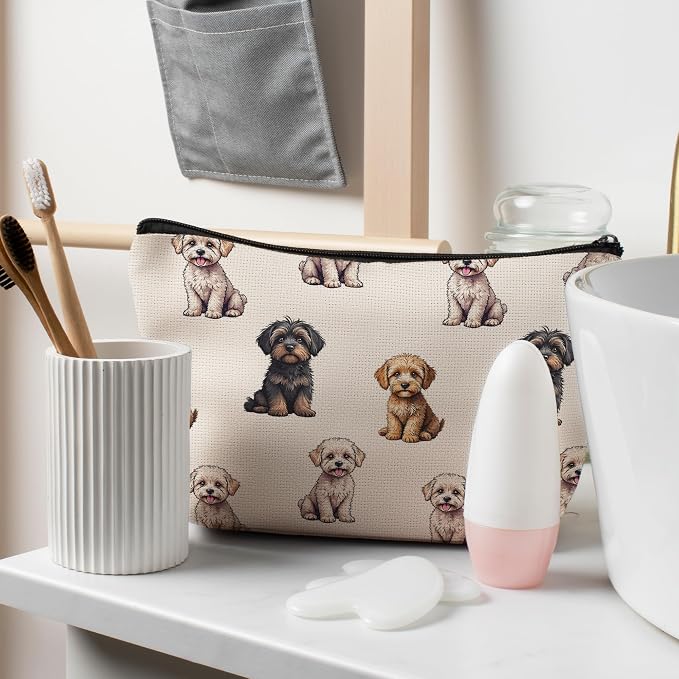 Cavapoo Dog Makeup Bag, Cavapoo Lovers Gifts Cosmetic Bag for Women, Dog Mom Lovers Owner Gifts for Women Christmas, Pet Lover Gift Zipper Travel Makeup Pouch for Purse