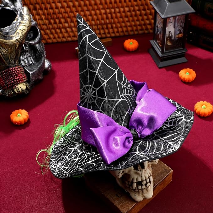 Abaodam Pet Witch Hat for Cats Dogs Puppies Halloween Star Hat Lightweight Cosplay Party Accessory for Holiday Costume