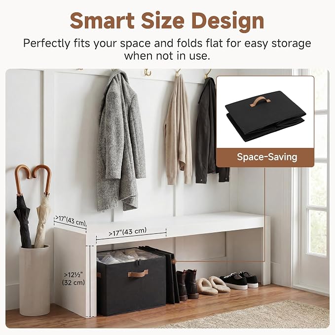 StorageWorks 16-Pair Closet Shoe Organizer with Adjustable Dividers, Black | Holds up to 16 Pairs, Foldable, Clear Lid, Reinforced Handles, Fits Sneakers, Boots & Heels, For Entryway, Bedroom & RV