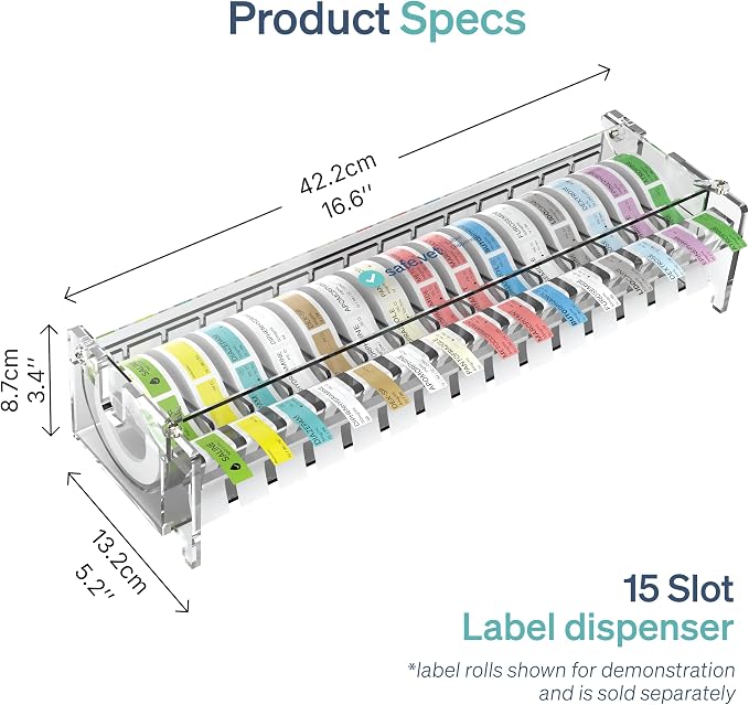 Veterinary Syringe Label Dispenser by Safe Vet | Countertop Injectable & Pharmacy Label Organizer for Vet Clinics, ICU, Surgery & Anesthesia (15 Slots)