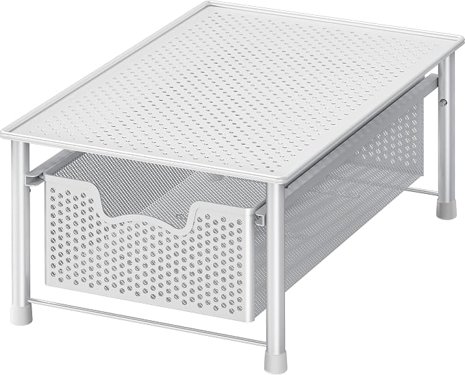 Simple Houseware Stackable Cabinet Basket Drawer Organizer, White