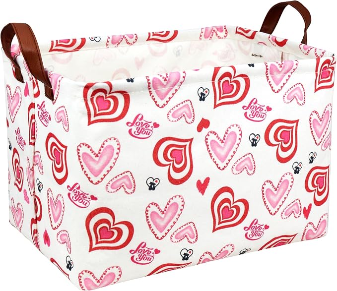 Valentine's Day Basket Gift for Empty Cute Heart Large Storage Bin for Kid and Baby Room Décor (Love you heart)