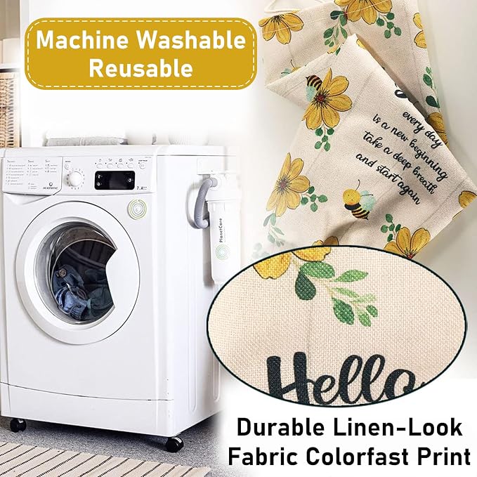 2Pcs Sunflower Plastic Bag Holder for Kitchen Essentials, Reusable Hanging Grocery Bag Organizer, Sunflower Gifts for Women, Washable Large Grocery Trash Bags Storage Dispenser