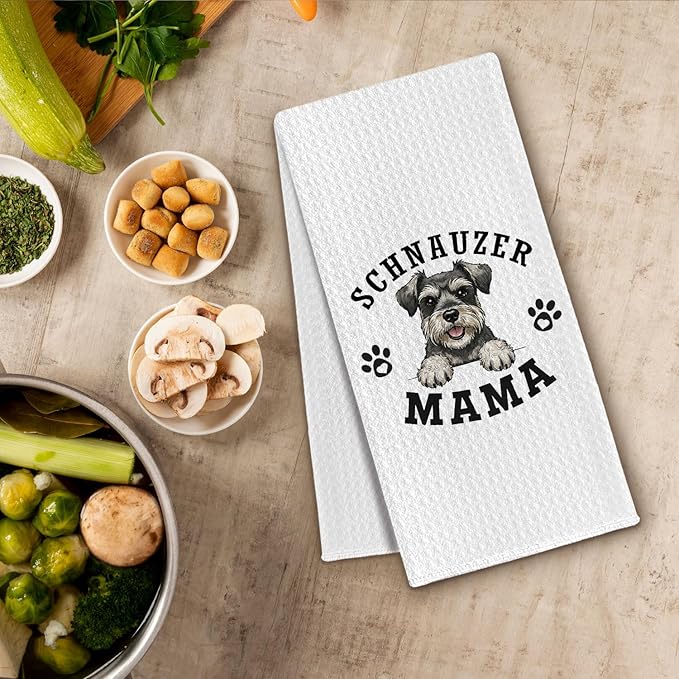 Schnauzer Kitchen Towels, Dog Mama Standard Schnauzer Gifts for Women & Dogs Moms, Dog Lover Gifts Decorative Hand Towels for Bathroom, 16x24 Inch