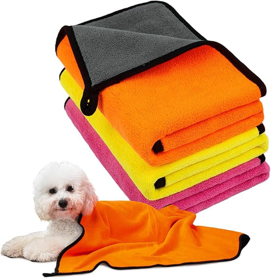 MICOOYO Dog Towels for Drying Dogs 3 Pack, Ultra Absorbent Microfiber Pet Bath Blanket | Quick Dry Towel for Dogs and Cats, 11.8"x11.8", XS
