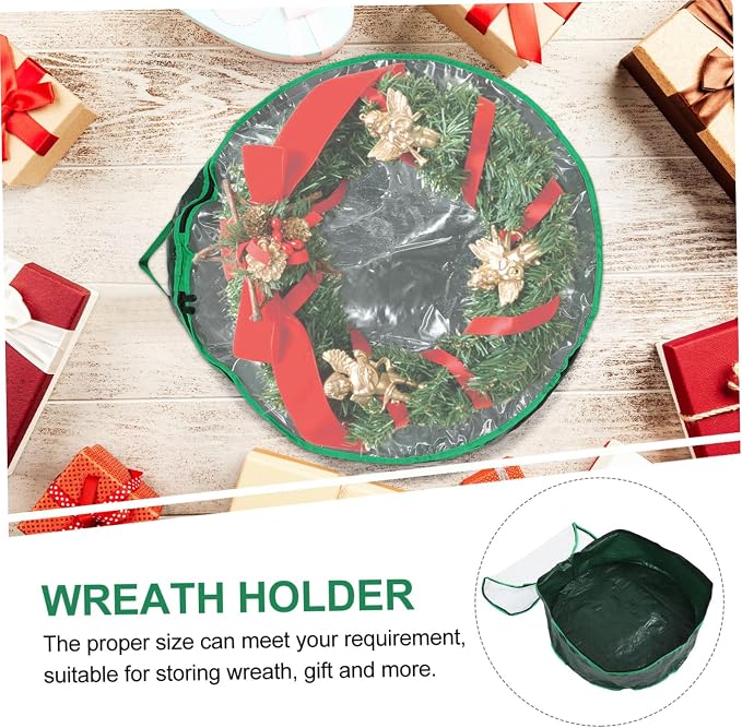 Vaguelly 1pc Christmas Wreath Storage Bag Holder with Clear Window Holiday Storage Container for Wreaths and Decorations and Wear-Resistant Design Easy to Carry