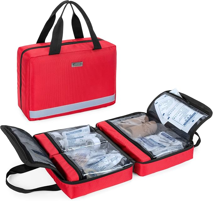 Trunab Small First Aid Kit Bag Empty Portable Emergency Kits Trauma Bag,Red | Medical Pouch Ideal for Car, Home, Camping and Hiking,Bag Only