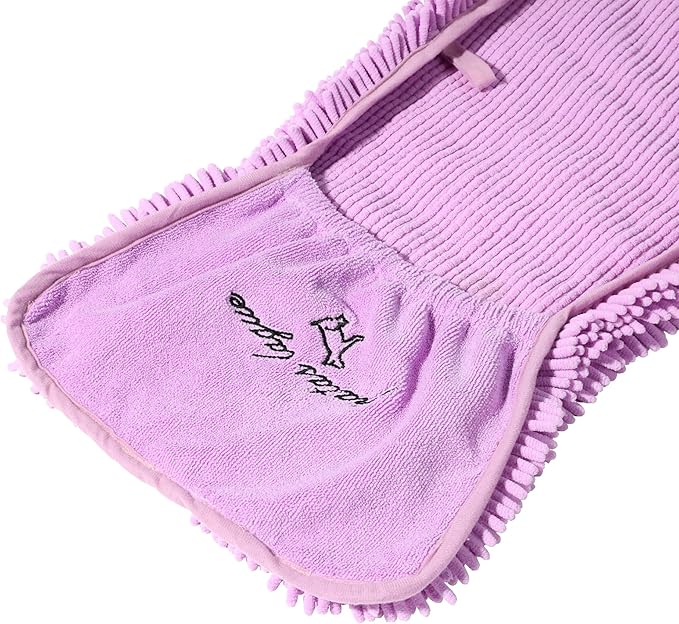 Patas Lague Absorbent Dog Towel for Drying Dogs Large, 35''x15'' Extra Large Microfiber Quick Drying Pet Bath Towel with Hand Pockets, Machine Washable Pet Shammy Lilac