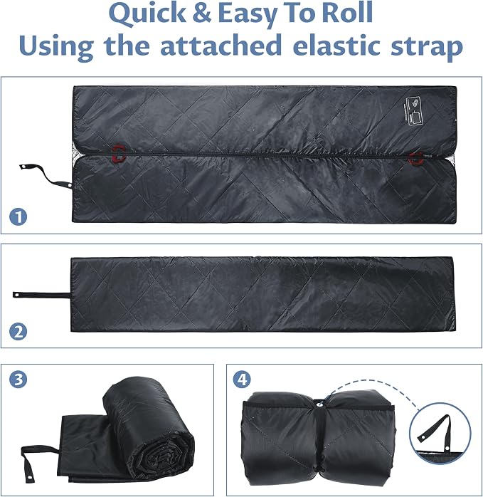 Tirrinia Waterproof Outdoor Blanket with Sherpa Lining, Windproof Foldable