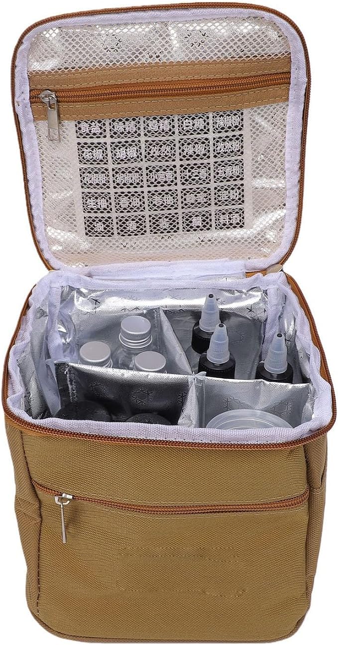 Portable seasoning bottle set 15 pieces with Oxford cloth organizer bag | Condiment Containers for Travel, Picnic, BBQ, Hiking, PET Material, Secure Seal, Screw Lids, Leak-, Khaki Color