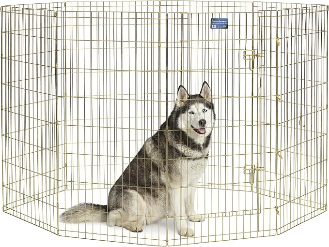 MidWest 48-Inch Exercise Pen, Single Door, 16 Sq Ft Play Area | for Indoor and Outdoor Use, Large Door Opening & Secure Latch, Easy to Set Up, Foldable Playpen