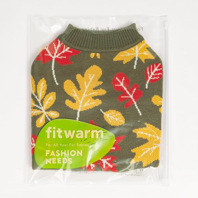Fitwarm Maple Dog Sweater, Thermal Dog Winter Clothes for Small Dogs Boy Girl, Fall Pet Outfit, Red, Yellow, White, Olive Green, XS