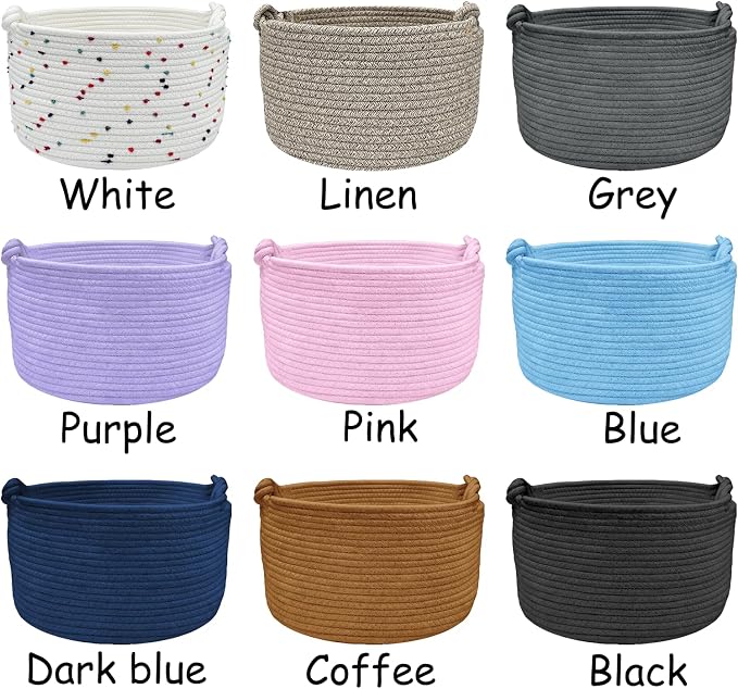 Personalized Dog Toy Storage Basket with Pet Name Custom Woven Storage Basket Cotton Rope Basket Large Capacity Organizer Bin
