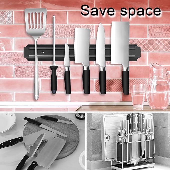 Magnetic Knife Holder 15in Magnetic Knife Strip for Wall, Powerful Magnetic Knife Rack, Securely Hang Knives on Multipurpose Tool Holder