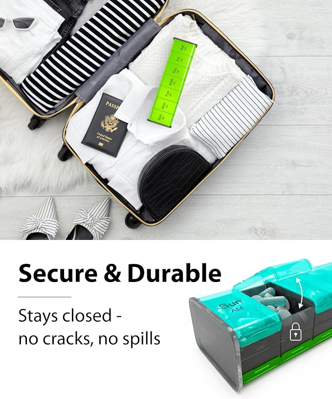 Extra Large Pill Organizer- XXL Pill Box 7 Day - Weekly Pill Organizer with AM PM Large Compartments Big Pill Case for Supplements Jumbo Pill Holder for Vitamins Huge Medicine Organizer 2 Times a Day