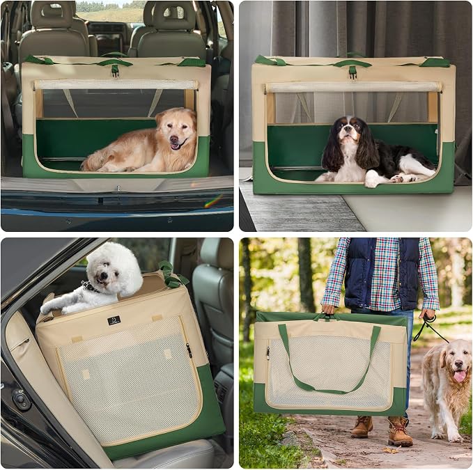A 4 Pet 36-in Collapsible Soft Dog Crate, Large Dogs, Travel | patented screw frame, Lockable zippers, waterproof base, washable cover, outdoor/indoor/car