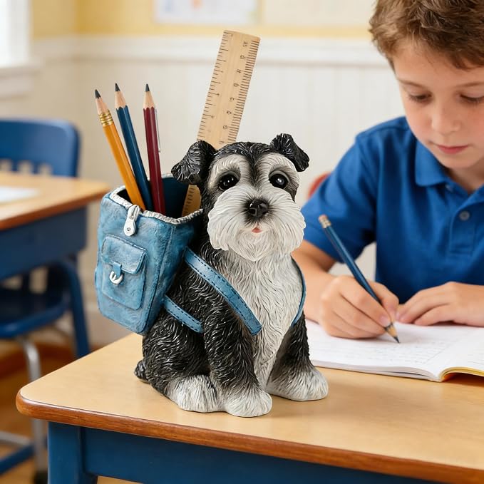 Funny Dog Pen Holder, Pen Holder for Desk Cute, Schnauzer Gifts for Women | Dog Lover Gifts, Desk Pen Organizer, Lovely Decor for Home Office School Desk