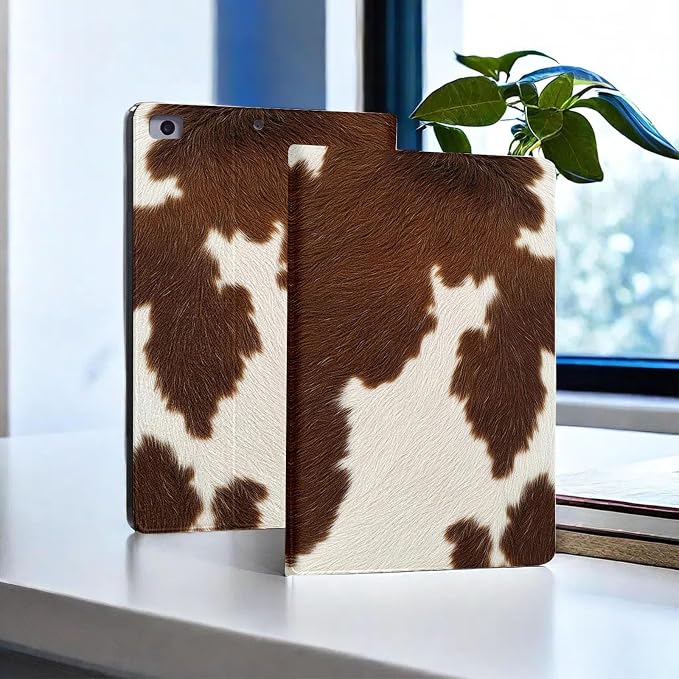 for Microsoft Surface Pro 7 Plus,Surface Pro 7/6/5/4 12.3" Tablet Case,Auto Wake/Sleep,Adjustable Stand Protective Cover - Cow Print