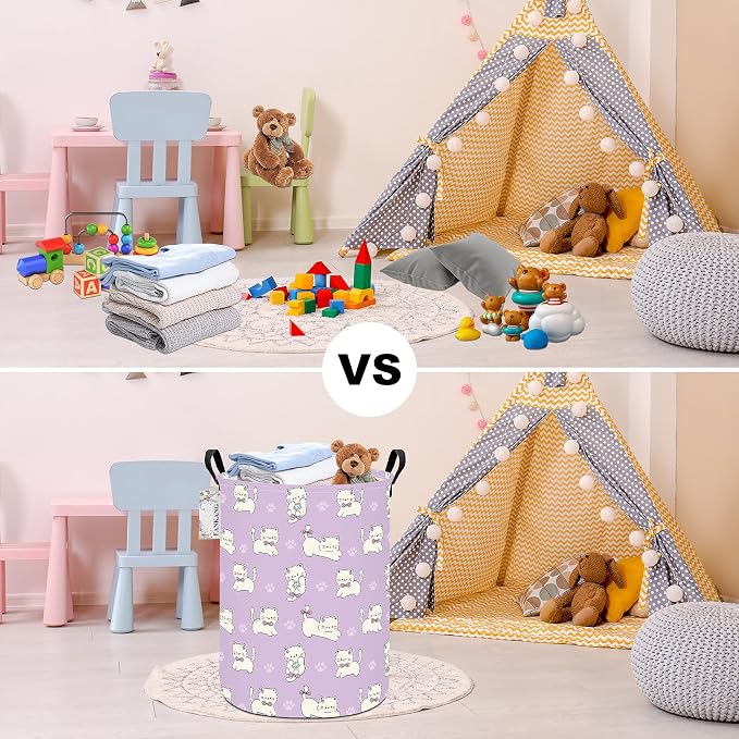 Cat Storage Bin Foldable Nursery Organizer Basket | Foldable with Waterproof PE Coating Organizer Bin for Kids Boys and Girls,Office,Bedroom,Clothes