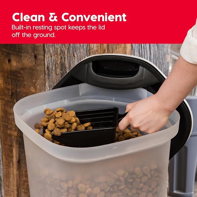 IRIS USA Dog Food Storage Container, Up to 25 lbs, Black, Made in USA | Includes 2-Cup Scoop & Wheels, Airtight Seal, BPA-Free, Bird Seed, Cat food, Chicken Feed, Treats, Keeps Kibble Fresh