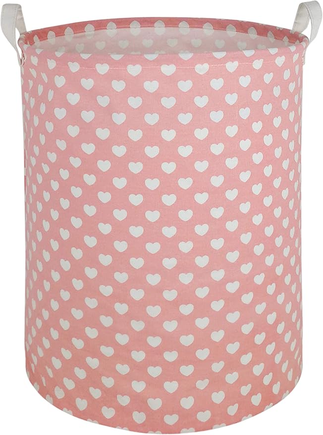 MAIZMZ Pink Laundry Basket Kids Hamper Storage Bins Girls Nursery Hamper Waterproof Organizer Toy Box Large Canvas Collapsible Chest for for Bedroom,Clothes Organizer Basket,Toys Bin,Room Decor