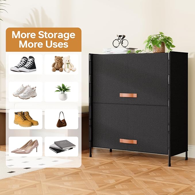 4-Tier Shoe Storage Cabinet with Fabric Cover, Hard Flip Doors, Holds 12–16 Pairs, Enclosed Dustproof Shoe Rack Organizer for Entryway, Closet & Bedroom, Shoe Shelf, Black, 27.8" x 12.0" x 31.5"