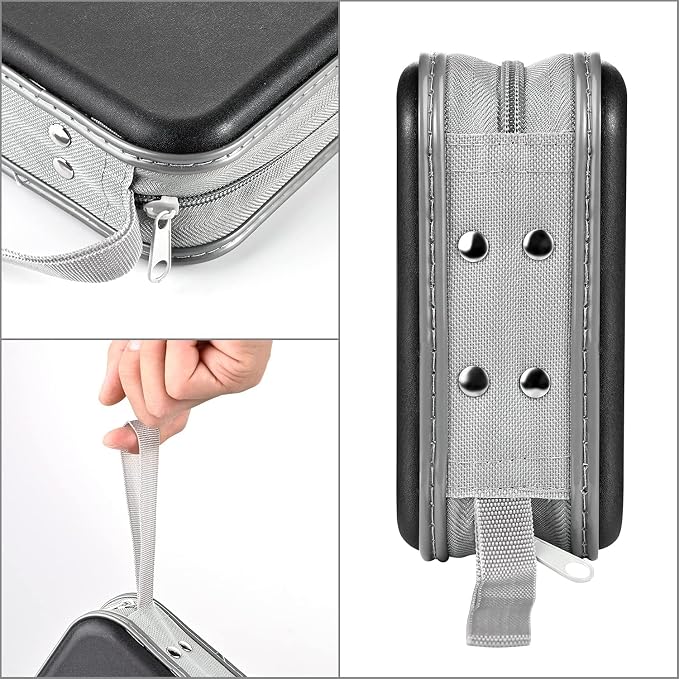 UENTIP 48 Capacity CD Case, Portable DVD Case Holder for Car Home Travel | CD Holder DVD Case, Smooth Double Zipper, Hard Plastic Shell, Scratch-Resistant, Slip-Resistant Tab, Blu-ray/CD/DVD Storage
