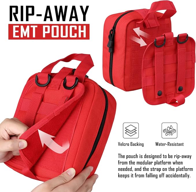 LIVANS 1000D First Aid Bag Empty, Medical Ifak Pouch for Emergency & EMT | Molle Compatible, Rip-Away & Quick-Release Design, Versatile for Tactical, Camping, Hiking and Travel