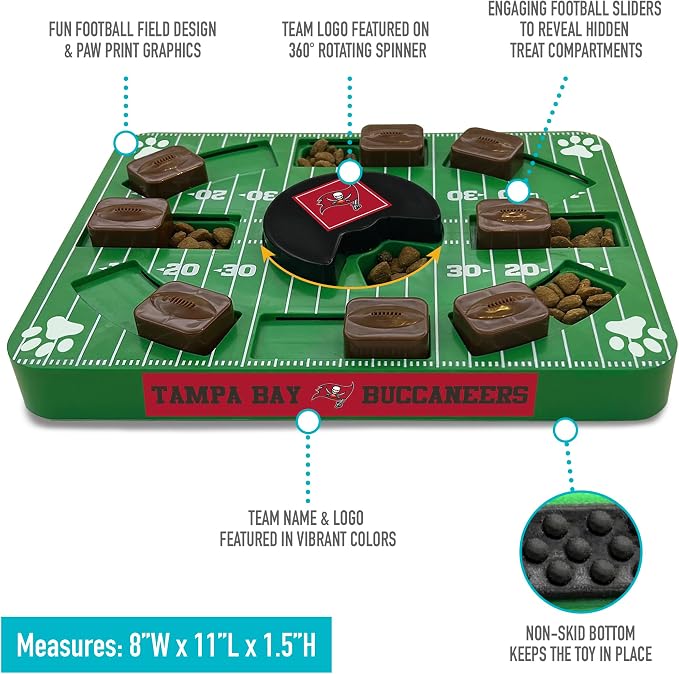 Pets First NFL Tampa Bay Buccaneers Puzzle, Interactive Dog Treat Puzzle Toy