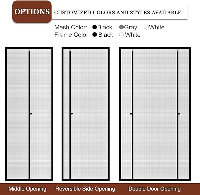 Yotache Custom Magnetic Screen Door 60"-70" Width | Strengthened Magnet, Polyester Mesh, Sliding Door